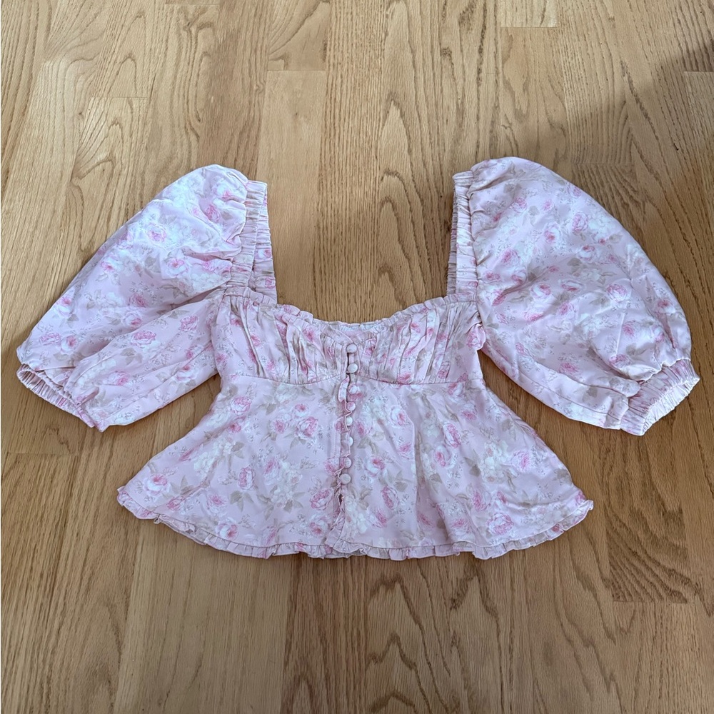 Pink floral Rhoda top - Picture 2 of 5